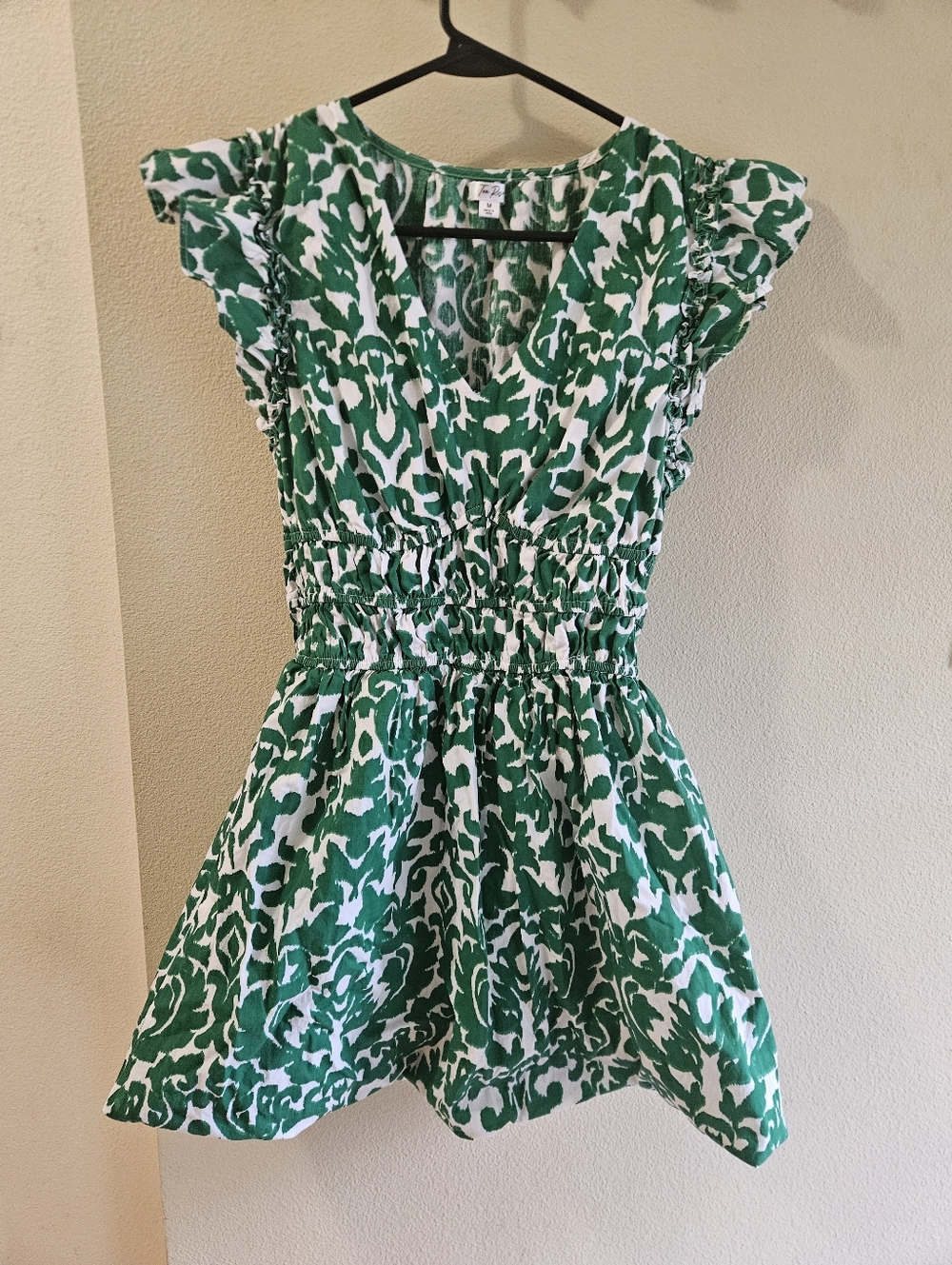 Green and White Printed Midi Dress